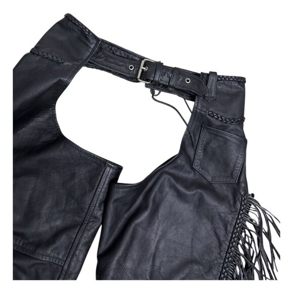 HOT LEATHERS Vintage Retro Leather FRINGE Motorcycle Biker Pants Mens Large - Picture 5 of 6